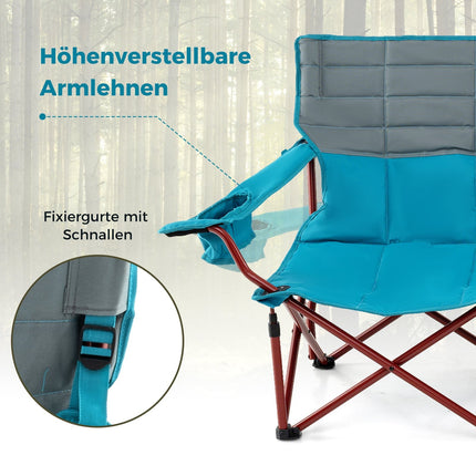 Folding Double Camping Chair, Adjustable Armrests, Navy