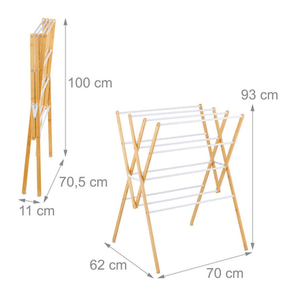 Folding Drying Rack – Bamboo & Metal, 4 Levels