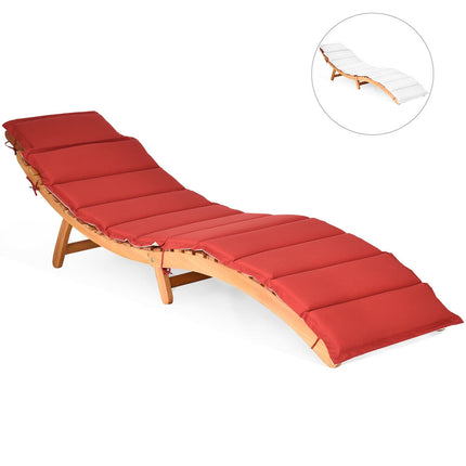 Folding Eucalyptus Wood Patio Lounge Chair With Cushion