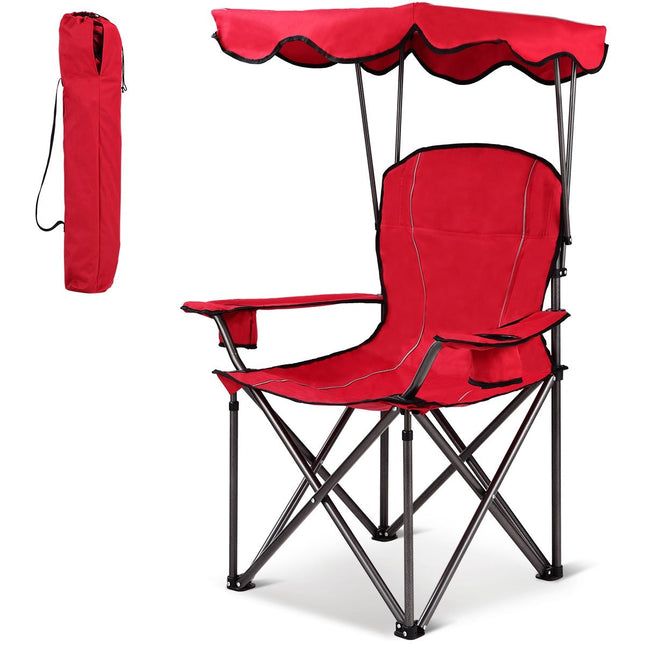 Opvouwbare visstoel met bekerhouder voor terras, strand, kamperen, 96,5 x 67,5 x 130 cm, rood