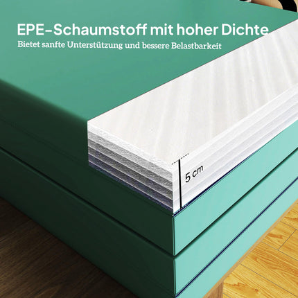 Folding Fitness Mat with Handle, 180x60x5 cm, Green/Purple