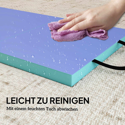 Folding Fitness Mat with Handle, 180x60x5 cm, Green/Purple