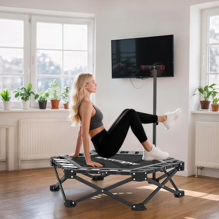 Folding Fitness Trampoline with Adjustable T-Bar, 120kg Capacity
