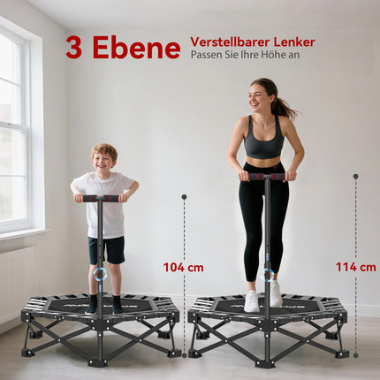 Folding Fitness Trampoline with Adjustable T-Bar, 120kg Capacity