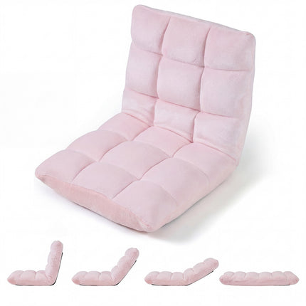 Folding Floor Chair, 14-Position Adjustable Backrest, Pink