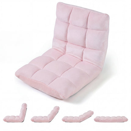 Folding Floor Chair, Adjustable Backrest, Light Pink
