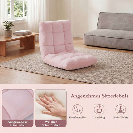 Folding Floor Chair, Adjustable Backrest, Light Pink