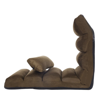 Folding Floor Chair with Adjustable Backrest, 175x55x20 cm, Brown