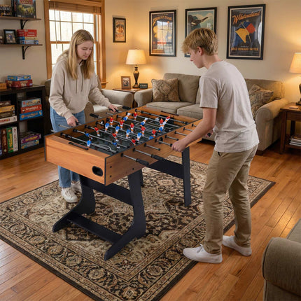 Folding Foosball Table With 22 Players, Slide Scorers