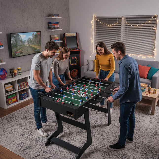 Opklapbare tafelvoetbaltafel met antislip handgrepen