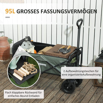Folding Garden Cart, 120kg Capacity, 95L, Green