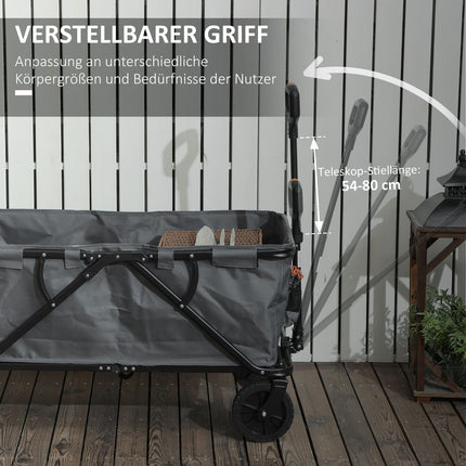 Folding Garden Cart, 160L Capacity, 120kg Load, Dark Grey