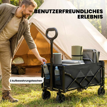 Folding Garden Cart with Telescopic Handle, 60L Capacity