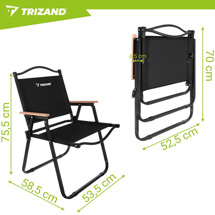 Folding Garden Chair, Black, 75.5x58.5x53.5 cm