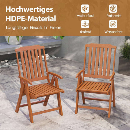 Folding Garden Chair, High Back, Weatherproof, Brown