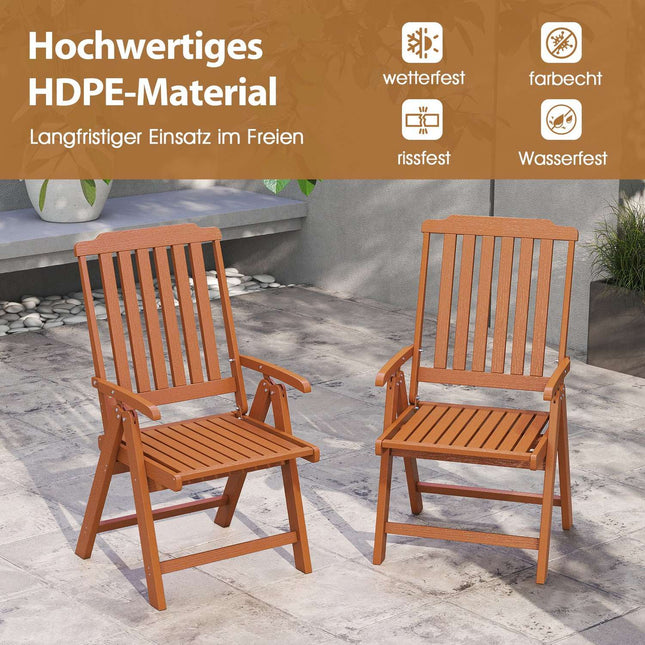 Folding Garden Chair, High Back, Weatherproof, Brown