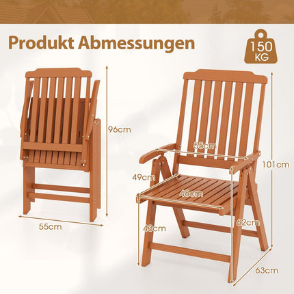 Folding Garden Chair, High Back, Weatherproof, Brown
