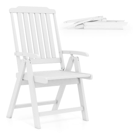 Folding Garden Chair, High Back, Weatherproof, White, 150kg Capacity