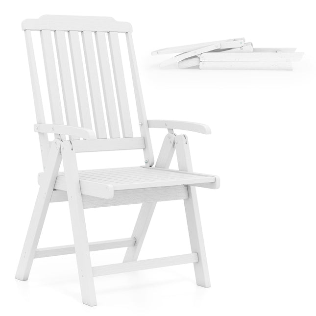 Folding Garden Chair, High Back, Weatherproof, White, 150kg Capacity