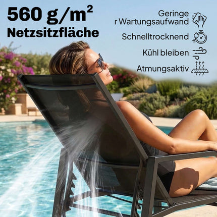 Folding Garden Sun Lounger with Adjustable Backrest