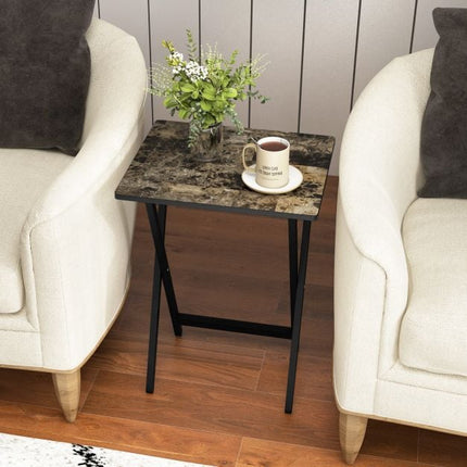 Folding Garden Tables Set of 4, Weatherproof Wood, Black