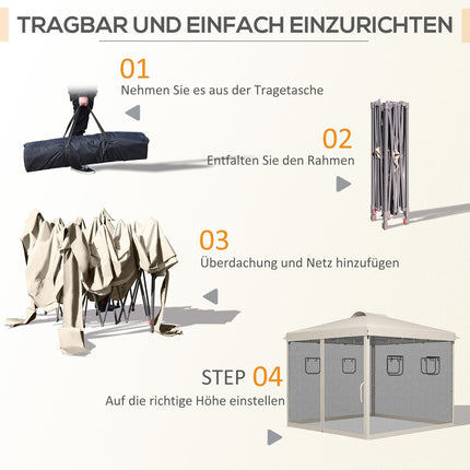 Pop-Up Gazebo 3x3M with UV protection & Mesh curtains