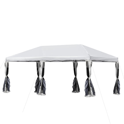 Outdoor Pop-Up Gazebo, Creme White, Steel & Mesh, 6x3m