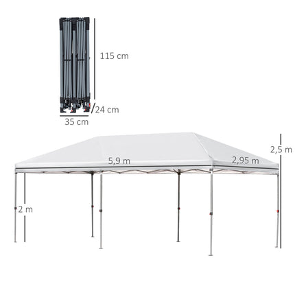 Outdoor Pop-Up Gazebo, Creme White, Steel & Mesh, 6x3m