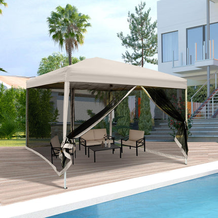 Collapsible Gazebo tent with side walls, Carry bag, 3x3M Beige