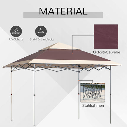 Pop-Up Gazebo tent, 3.6x3.6m, dark brown & khaki