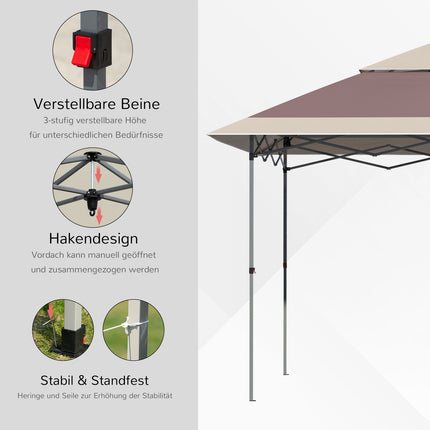 Pop-Up Gazebo tent, 3.6x3.6m, dark brown & khaki