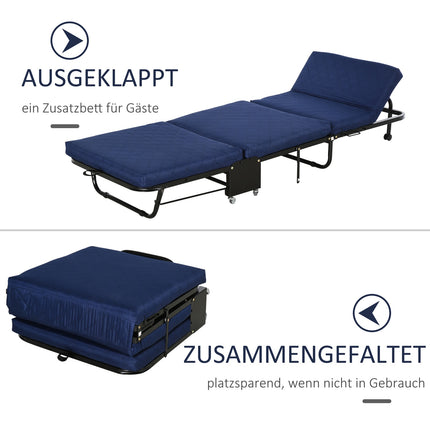 Folding guest bed - Adjustable - Steel frame - Blue