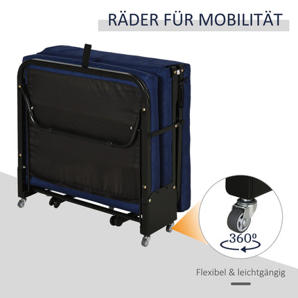 Folding guest bed - Adjustable - Steel frame - Blue