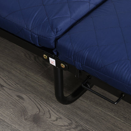 Folding guest bed - Adjustable - Steel frame - Blue