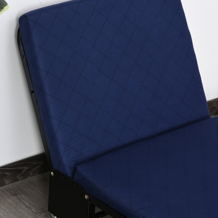 Folding guest bed - Adjustable - Steel frame - Blue