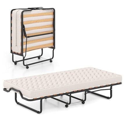 Folding Guest Bed With Wheels, Memory Foam, 120 kg