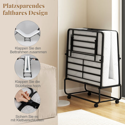 Folding Guest Bed with Mattress, Metal Frame, 220kg Capacity