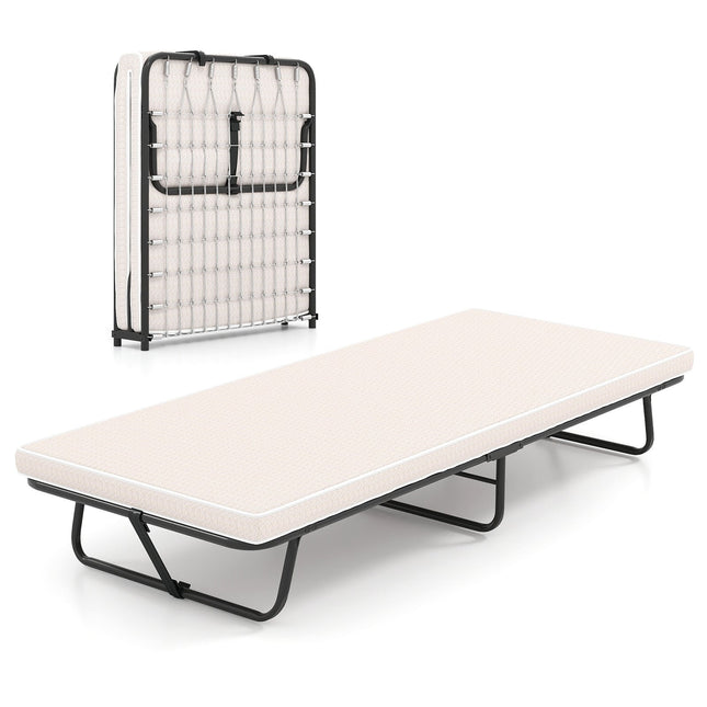Folding Guest Bed with Memory Foam Mattress, 190x80 cm