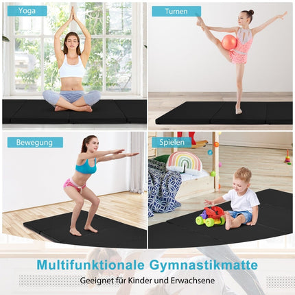 Folding Gym Mat, 240x120x5 cm, Non-Slip, Black