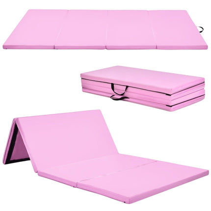 Folding Gym Mat, Pink, 240x120x5 cm, Non-Slip, Portable