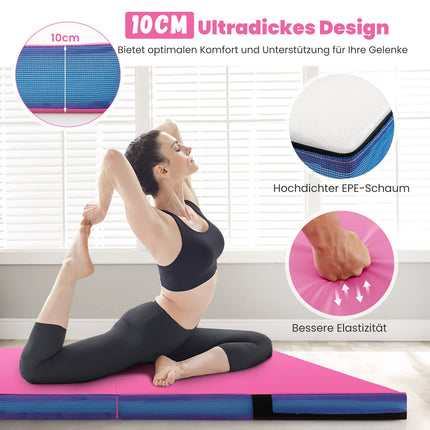Folding Gymnastics Mat, 122x122x10 cm, Pink, EPE Foam