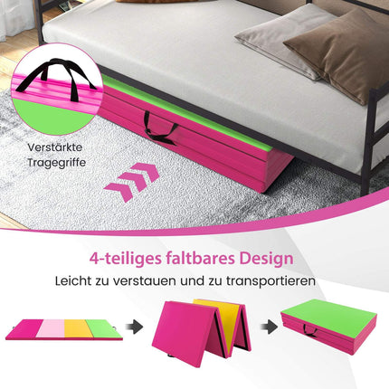 Folding Gymnastics Mat, 300x117x5cm, Pink/Green