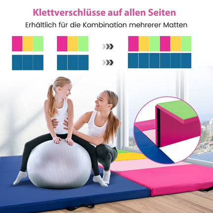 Folding Gymnastics Mat, 300x117x5cm, Pink/Green