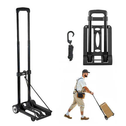 Folding Hand Truck, 110 lb Capacity, 2-Wheel With Bungee