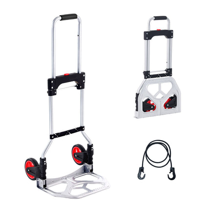 Folding Hand Truck, 176 lb Aluminum, Telescoping Handle
