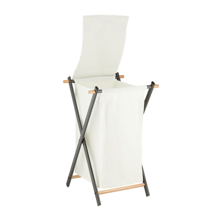 Folding Laundry Basket with Lid Grey
