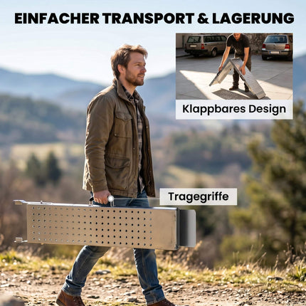 Folding Metal Loading Ramps, Set of 2, 400 kg Capacity