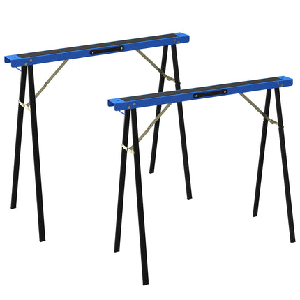 Folding Metal Sawhorses Set of 2, 350 kg Capacity