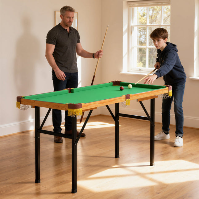 Opvouwbare mini-biljarttafel, 2 keuen, 16 ballen, groen
