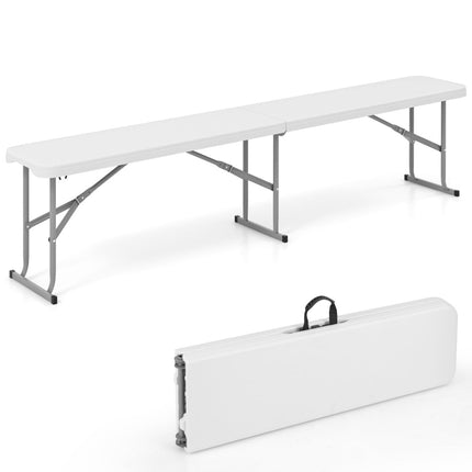 Folding Outdoor Bench, 182 cm, White, Portable & Durable